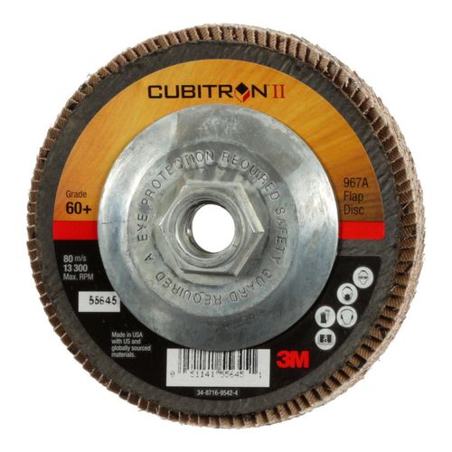 Main product image of 5/8-11 Hole, 60 Grit, Ceramic, Type 29 Coated, Medium Grade, Cloth-Backed, 13,300 RPM, Flap Disc, 7010308947