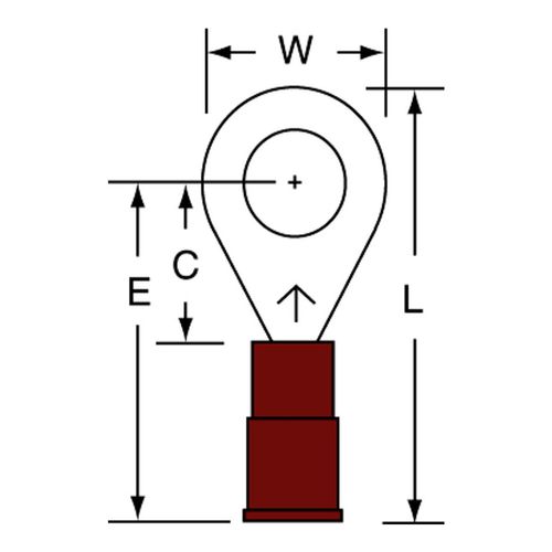 Main product image of Partially Insulated, 22 to 18 AWG, Crimp Connection Circular Ring Terminal, Red, 7010319489