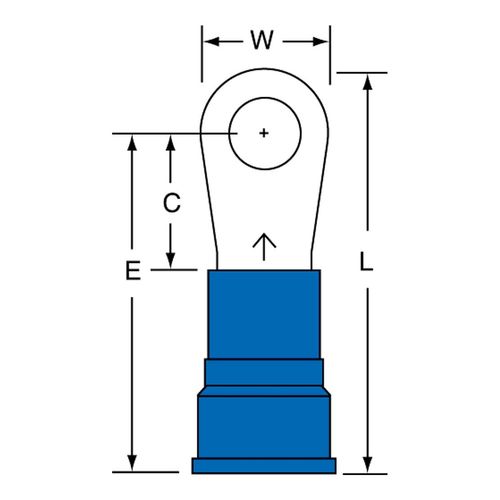Main product image of Partially Insulated, 6 AWG, Crimp Connection Circular Ring Terminal, Blue, 7010319494