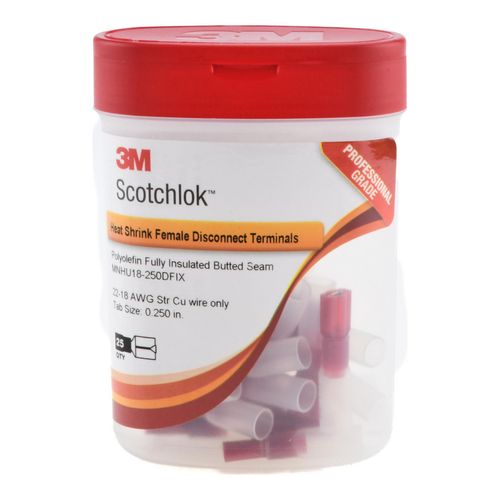 Main product image of Female, Nylon Heat Shrink, 22-18 AWG, 1/4" Tab Width Wire Disconnect, Red, 7010320786