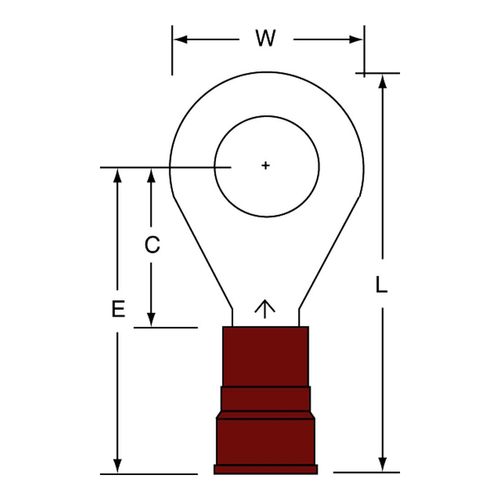 Main product image of Partially Insulated, 8 AWG, Crimp Connection Circular Ring Terminal, Red, 7010349246