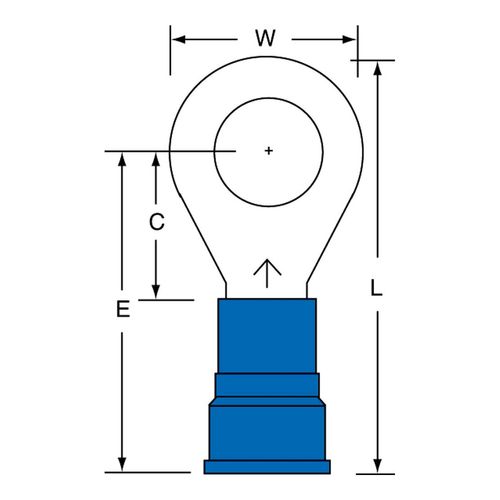 Main product image of Partially Insulated, 6 to 6 AWG, Crimp Connection Circular Ring Terminal, Blue, 7010349247