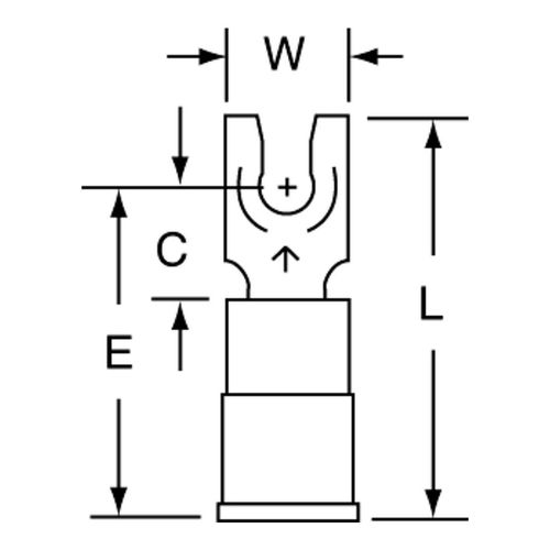 Main product image of Nylon, Partially Insulated, #6 Stud, Crimp Standard Fork Terminal, Blue, 7010349250