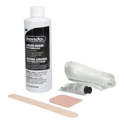 Main product image of 7 Piece Fiberglass Repair Kit - Fiberglass Resin, 2 oz Liquid Hardener Plastic Spreader, Fiberglass Cloth, Mixing Stick, Mixing Tray, Instructions Booklet, 7010363201