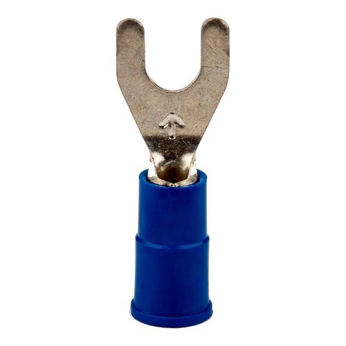 Main product image of Vinyl, Partially Insulated, #8 Stud, Crimp Standard Fork Terminal, Blue, 7010397394