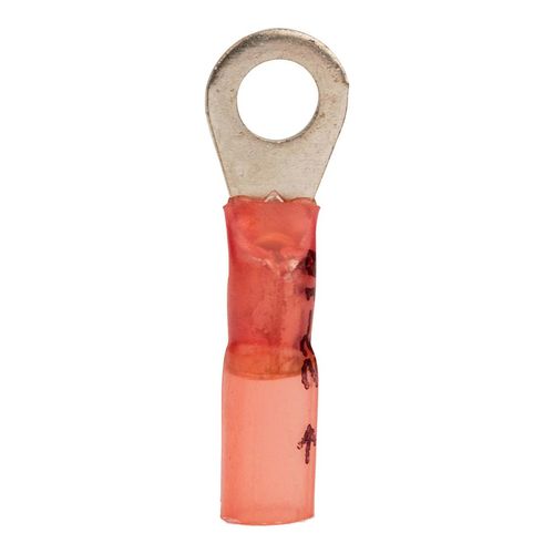Main product image of Partially Insulated, 22 to 18 AWG, Crimp Connection Circular Ring Terminal #6 Stud, Red, 7100164989