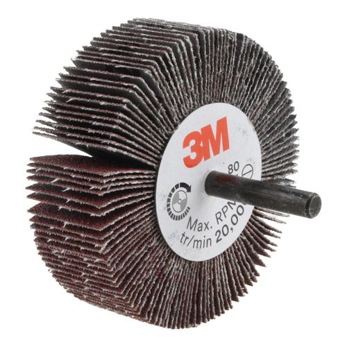 Main product image of 3" Dia 1" Face Width 80 Grit Aluminum Oxide Mounted Flap Wheel, 7100178243