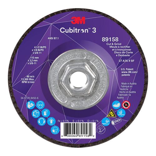 Main product image of 4-1/2" Precision Shaped Ceramic Depressed-Center Wheel 1/8" Thick 36 Grit Type 27, 5/8-11 Thread, 7100313760