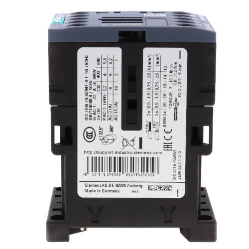 Main product image of 3 Pole 120V 9 Amp 1N/O Auxiliary Contactor