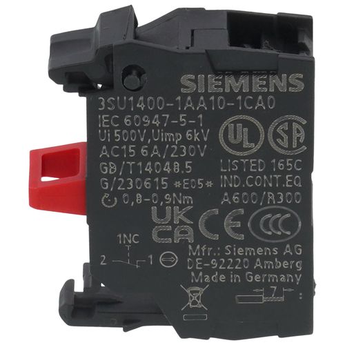Main product image of Contact Block, 1N/C (22 mm, Front Plate Mounting, 10A, 500V AC/DC)