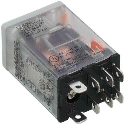 24VAC 10A DPDT Relay w/ LED Din MT