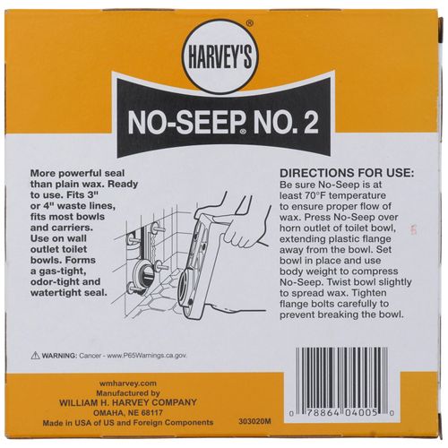 Main product image of Harvey No-Seep #2 Reinforced Wax Toilet Bowl Gasket