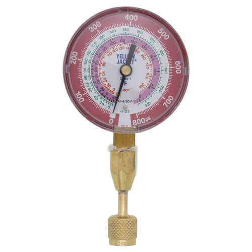 40334 Yellow Jacket 40334 Red Pressure Refrigerant Gauge with 4812P