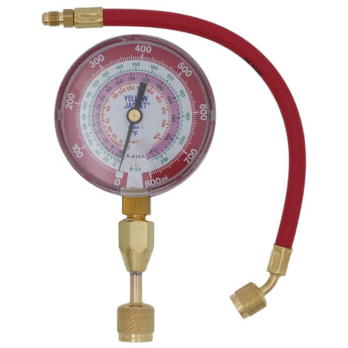 40344 Yellow Jacket 40344 Red Pressure Refrigerant Gauge with Quick