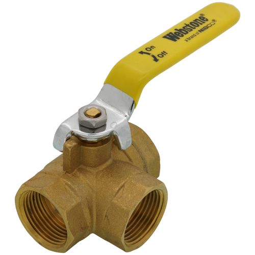 Main product image of 1" Threaded 3-Way Full Port Brass Ball Valve w/ L-Port