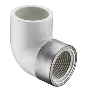 Main product image of 2" x 1-1/2" PVC Sch. 40 Spec. Reinforced 90° Elbow (Socket x FIPT)
