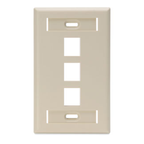 Main product image of Single-Gang Quickport, Wallplate w/ ID Windows, 3-port (Ivory)