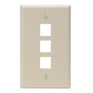 Main product image of Single-Gang QuickPort Wallplate, 3-Port (Ivory)