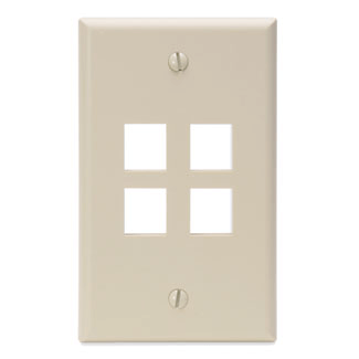 Main product image of Single-Gang QuickPort Wallplate, 4-Port (Ivory)