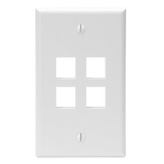 Main product image of Single-Gang QuickPort Wallplate, 4-Port (White)