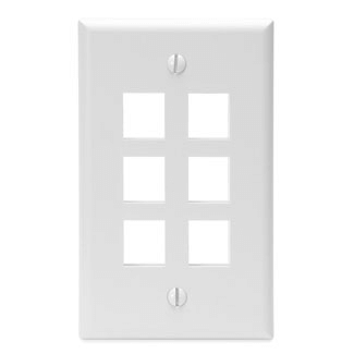 Main product image of Single-Gang QuickPort Wallplate, 6-Port (White)