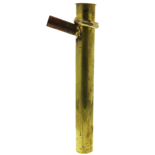 Main product image of 1-1/2" x 12", 17 Gauge, Brass Dishwasher Tailpiece with 3/4" Branch (Rough Brass)