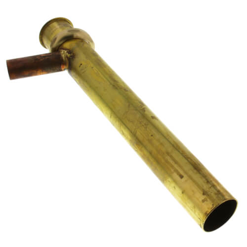 Main product image of 1-1/2" x 12", 17 Gauge, Brass Dishwasher Tailpiece with 3/4" Branch (Rough Brass)