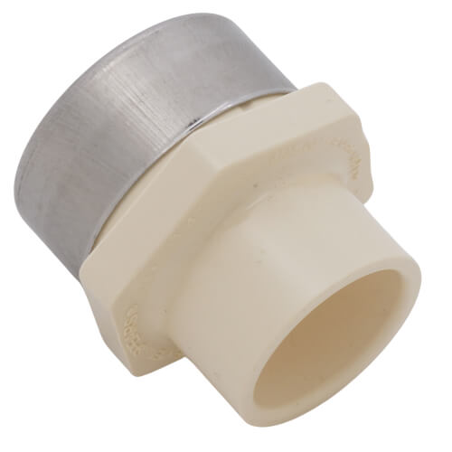 Main product image of 3/4" CTS CPVC Female Adapter w/ Reinforced SS Collar (Socket x FIPT)