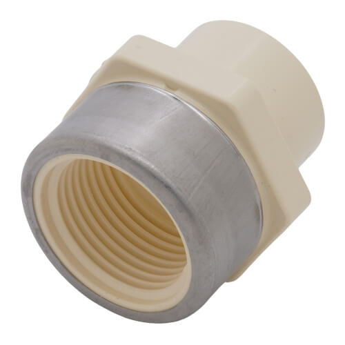 Main product image of 3/4" CTS CPVC Female Adapter w/ Reinforced SS Collar (Socket x FIPT)