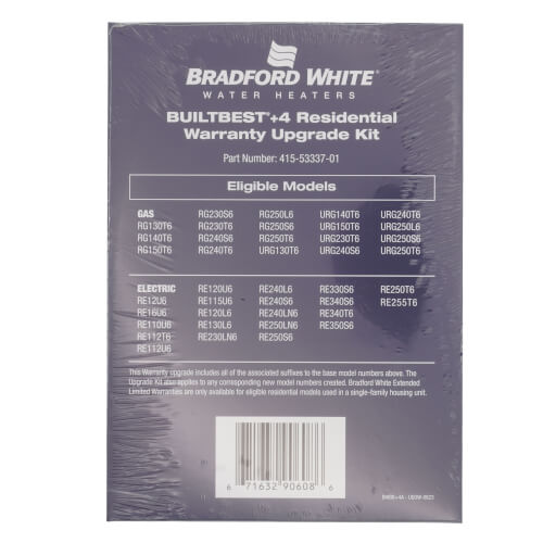 4155333701 Bradford White 4155333701 10 Year Warranty Upgrade