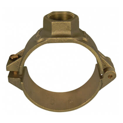 Main product image of 3895 8" x 1" Single-Bolt Hinged Brass Service Saddle, AWWA Tap, 9.05" OD