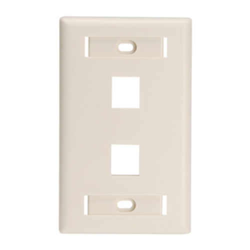 Main product image of Single-Gang Quickport, Wallplate For LaRGe Connectors w/ ID Windows, 2-port (Light Almond)