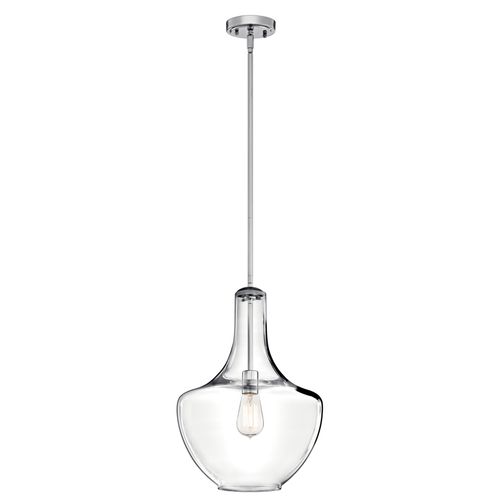 Main product image of Everly 19.75" 1 Light Bell Pendant Clear Glass (Chrome)