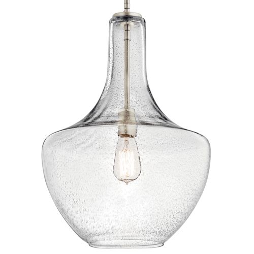 Main product image of Everly 19.75" 1 Light Bell Pendant Clear Seeded Glass (Brushed Nickel)