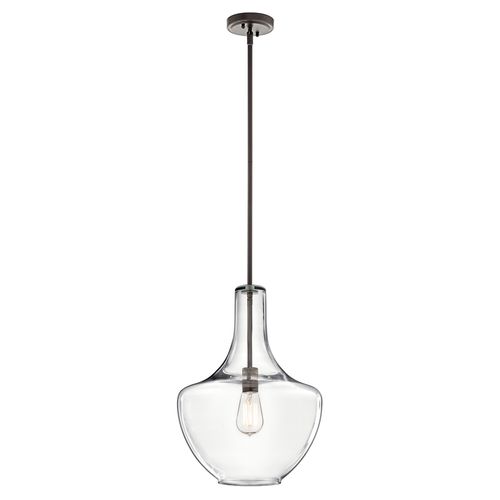 Main product image of Everly 19.75" 1 Light Bell Pendant Clear Glass (Olde Bronze)