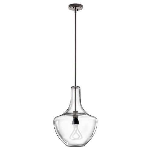 Main product image of Everly 19.75" 1 Light Bell Pendant Clear Glass (Olde Bronze)