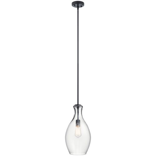 Main product image of Everly 17.75" 1 Light Hour Glass Pendant Clear Glass (Black)