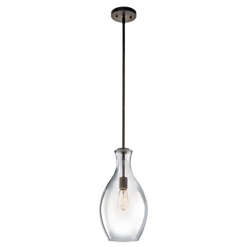 Main product image of Everly 17.75" 1 Light Hour Glass Pendant Clear Glass (Olde Bronze)