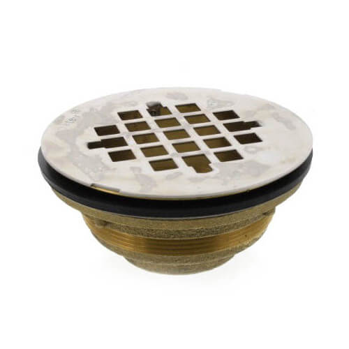 Main product image of 1-1/2" Threaded Brass Caulk Shower Drain w/Stainless Steel Strainer (101 NPT)