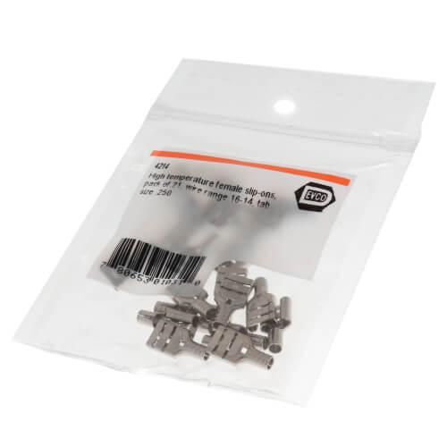 Main product image of High Temperature Female Slip-On Solderless Terminal, 16-14 AWG, Tab Size .25 (21 Pack)