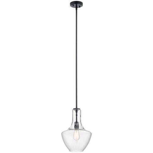 Main product image of Everly 15.25" 1 Light Bell Pendant Clear Glass (Black)