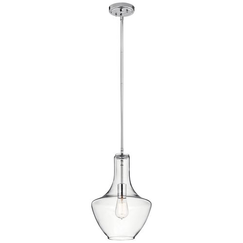 Main product image of Everly 15.25" 1 Light Bell Pendant Clear Glass (Chrome)