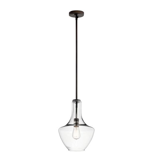 Main product image of Everly 15.25" 1 Light Bell Pendant Clear Glass (Olde Bronze)