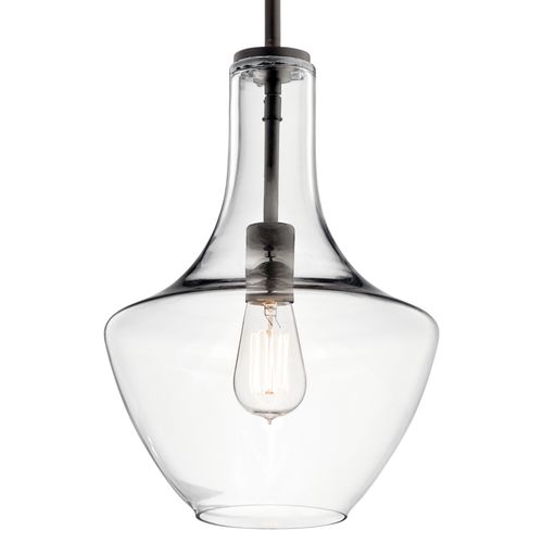 Main product image of Everly 15.25" 1 Light Bell Pendant Clear Glass (Olde Bronze)