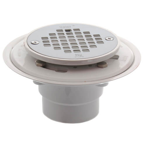 2" or 3" PVC Shower Drain with Round Screw-Tite Stainless Steel Strainer