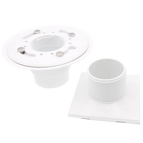 Main product image of 2" or 3" PVC Drain with Square Brushed Nickel Snap-Tite Strainer