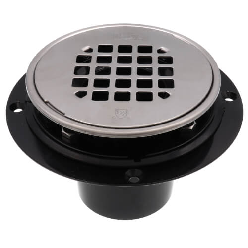 Main product image of 2" or 3" ABS Shower Drain with Round Snap-In Stainless Steel Strainer & Tile Ring