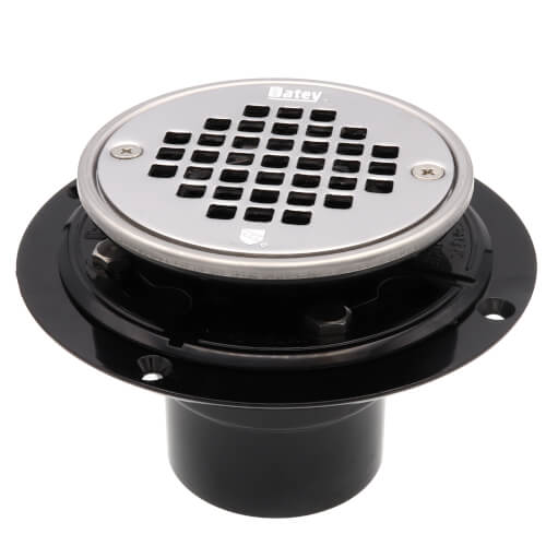 Main product image of 2" or 3" ABS Round Low Profile Drain Stainless Steel Screw-In Strainer with Ring and Plug