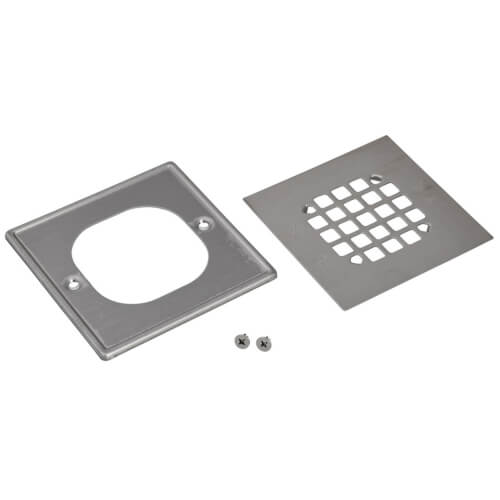 Main product image of 4.54" Square Snap-In Brushed Nickel Strainer w/ Tile Ring