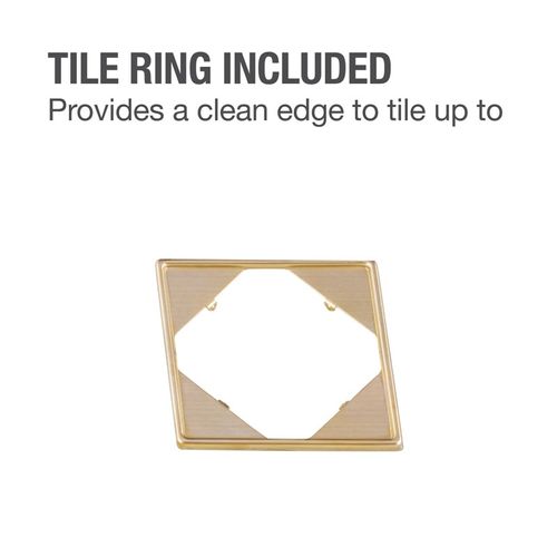 Main product image of 1130 Series Square Shower Drain with Stainless Steel Strainer w/ Ring (Brushed Gold)